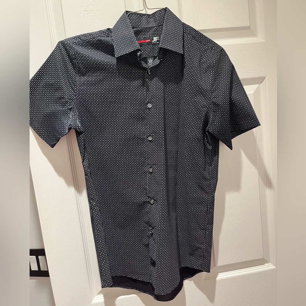 JF J.Ferrar Black and White Patterned Men's Shirt